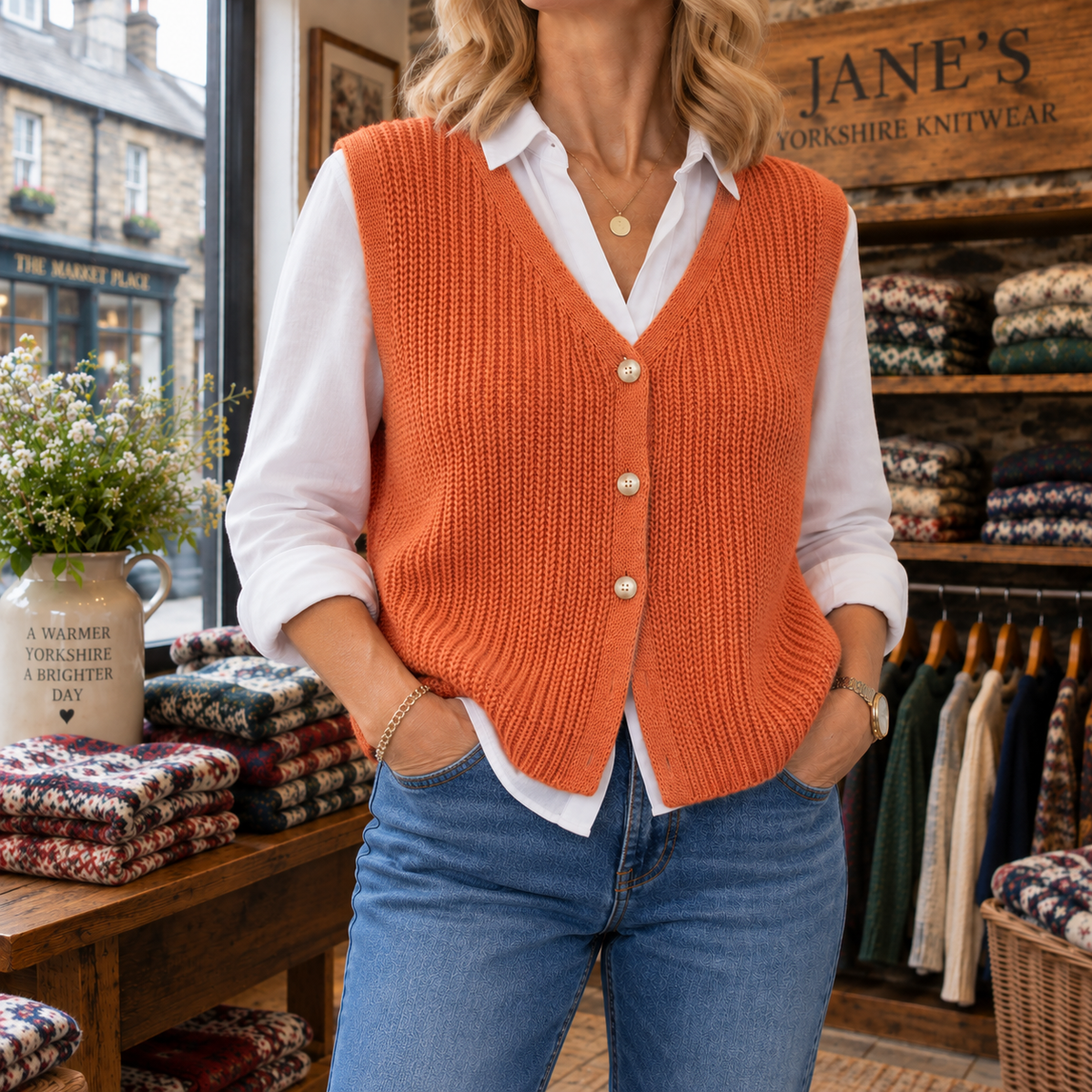 Penelope | Button Front Knit Vest