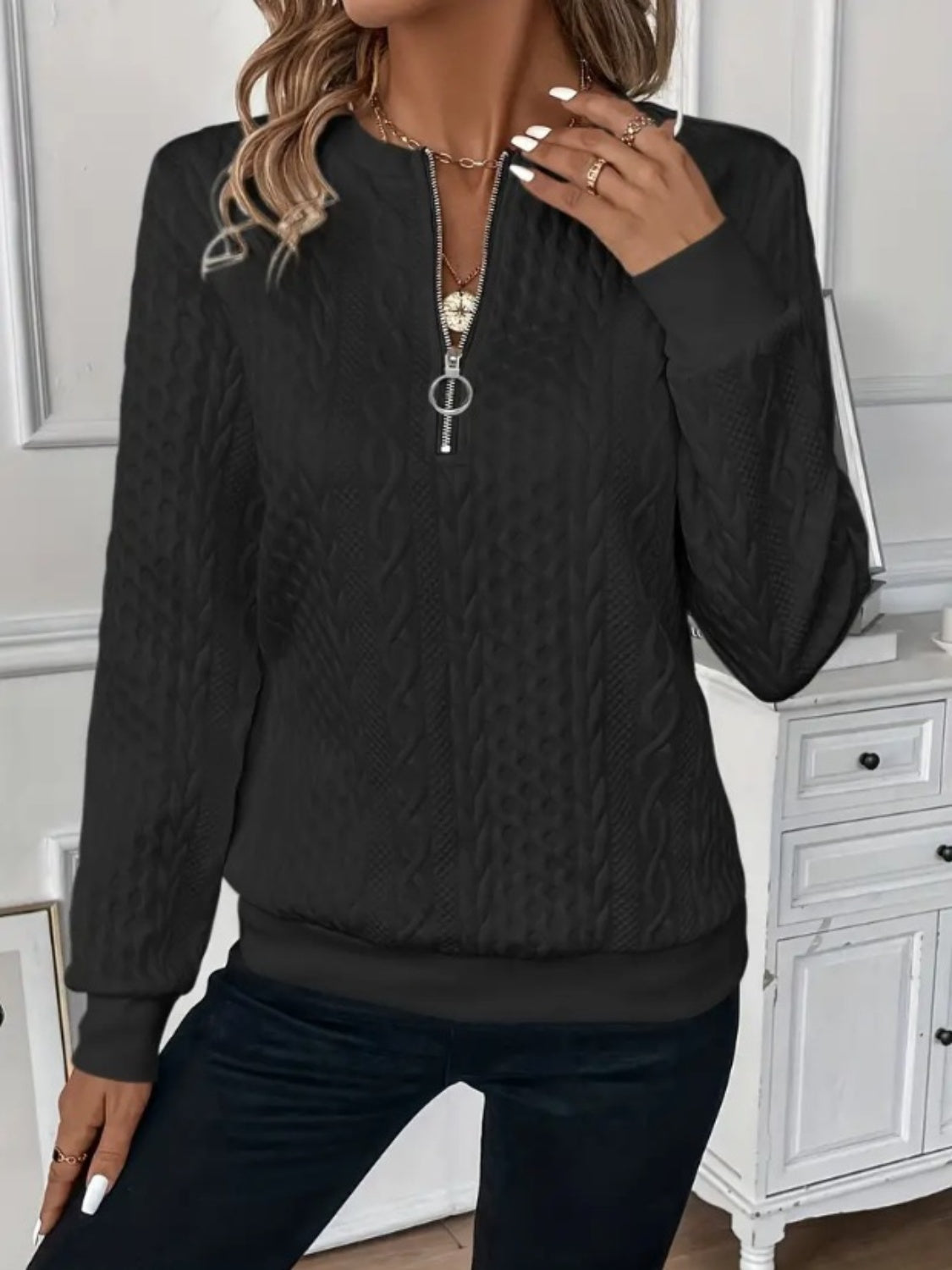 Pippa | Textured Half-Zip Jumper