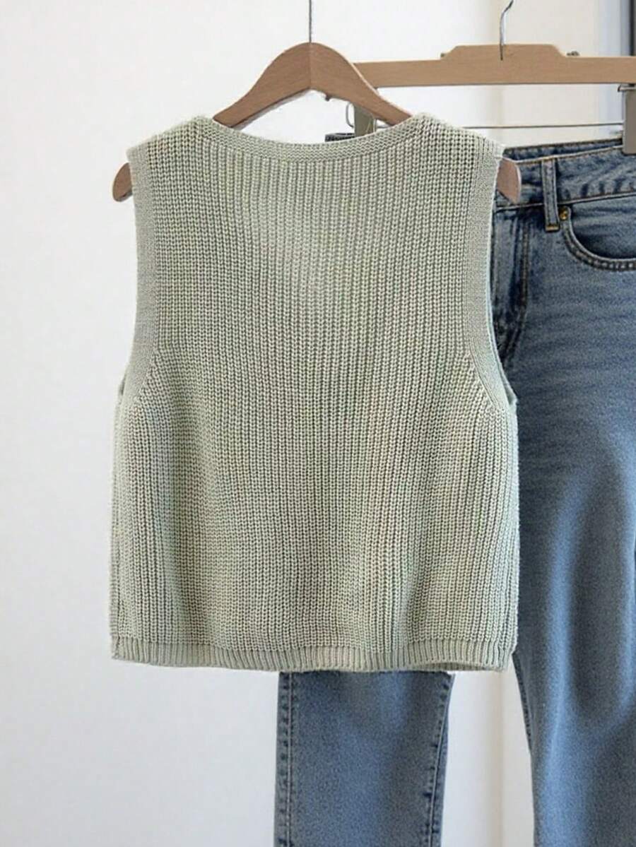 Penelope | Button Front Knit Vest