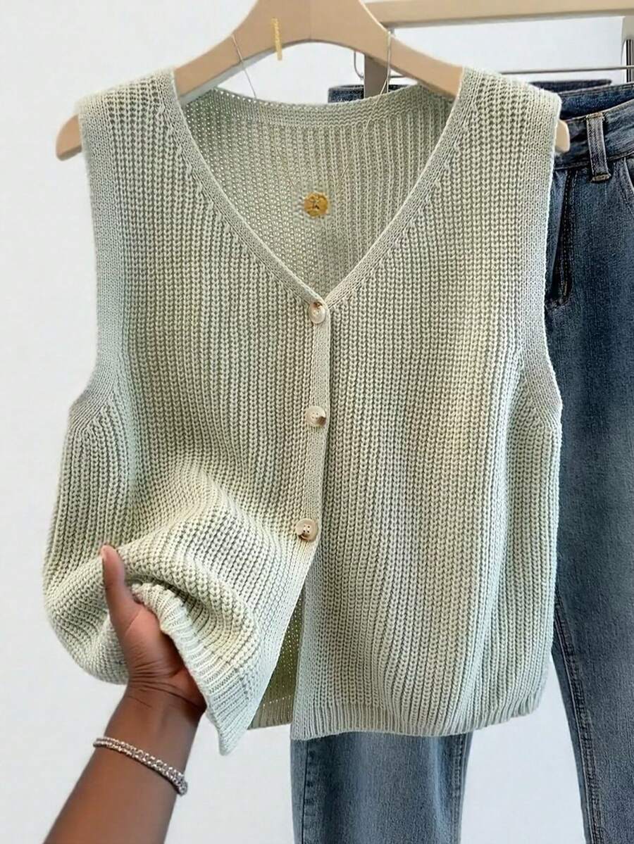 Penelope | Button Front Knit Vest