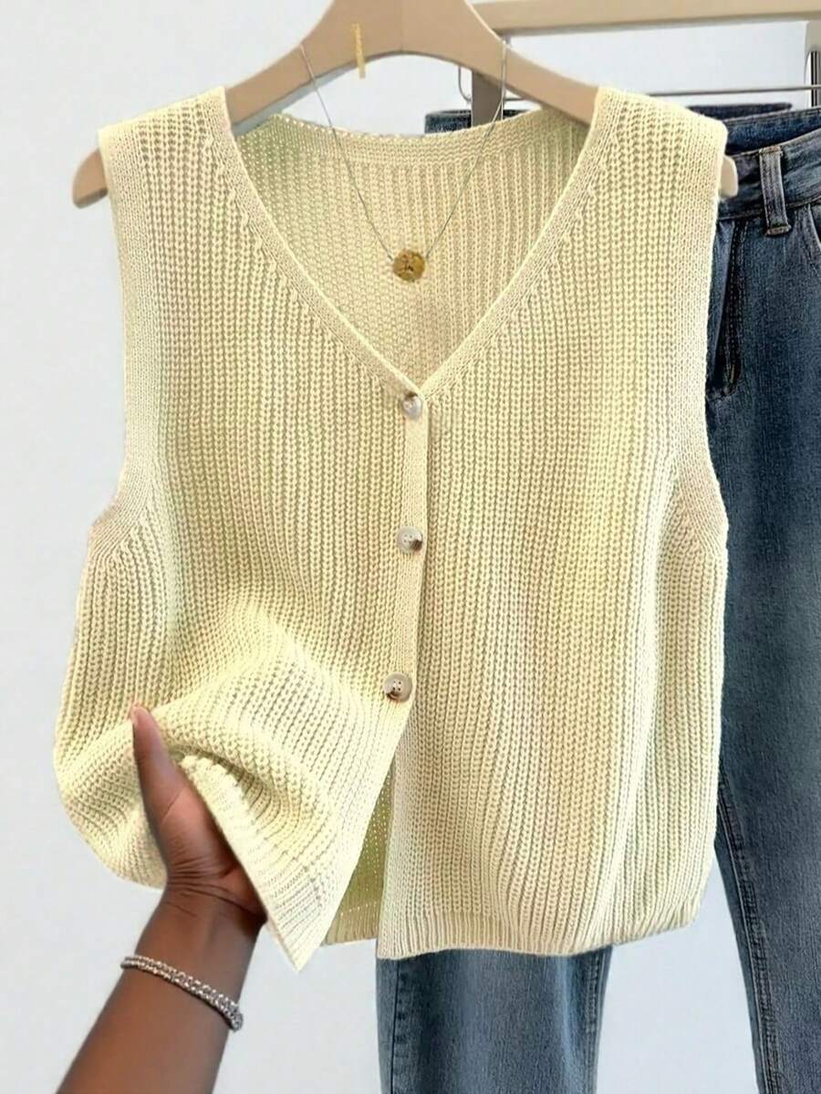 Penelope | Button Front Knit Vest