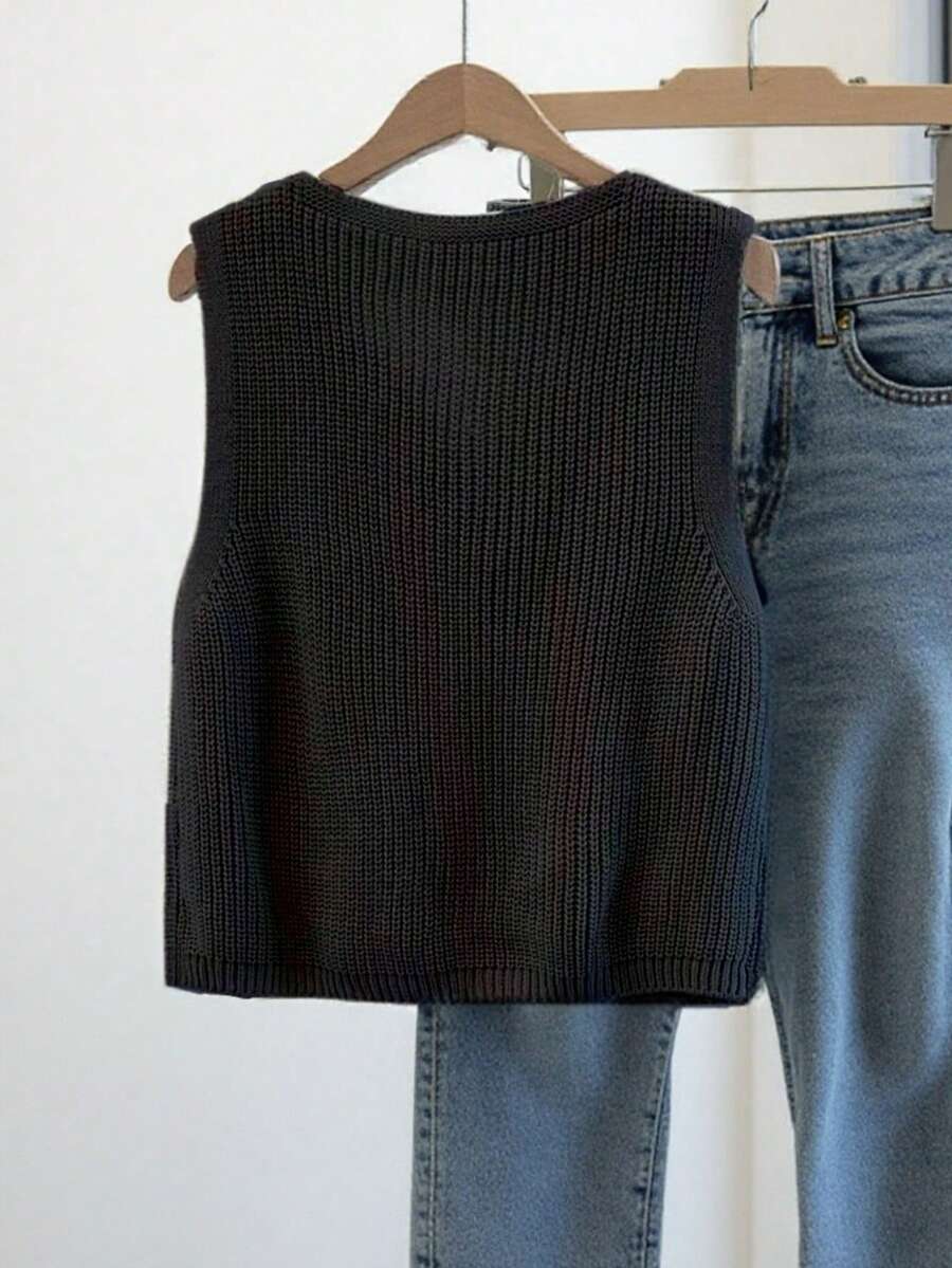 Penelope | Button Front Knit Vest
