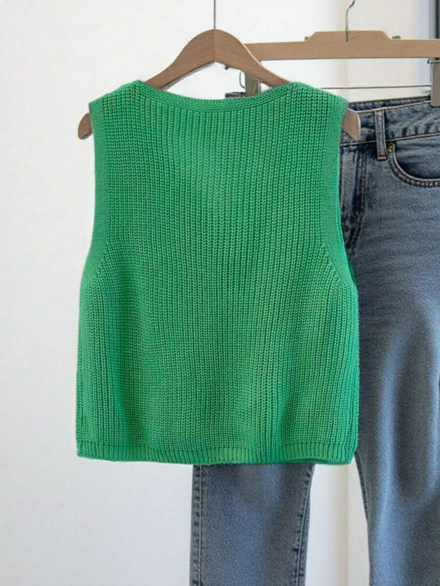 Penelope | Button Front Knit Vest