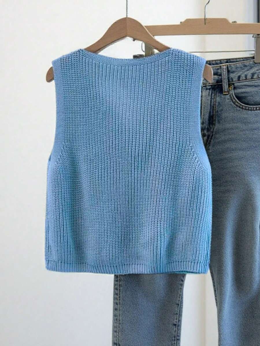 Penelope | Button Front Knit Vest