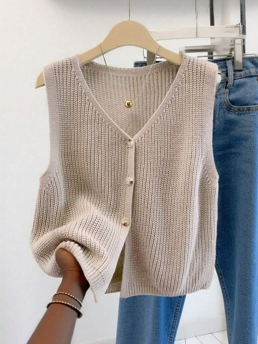 Penelope | Button Front Knit Vest