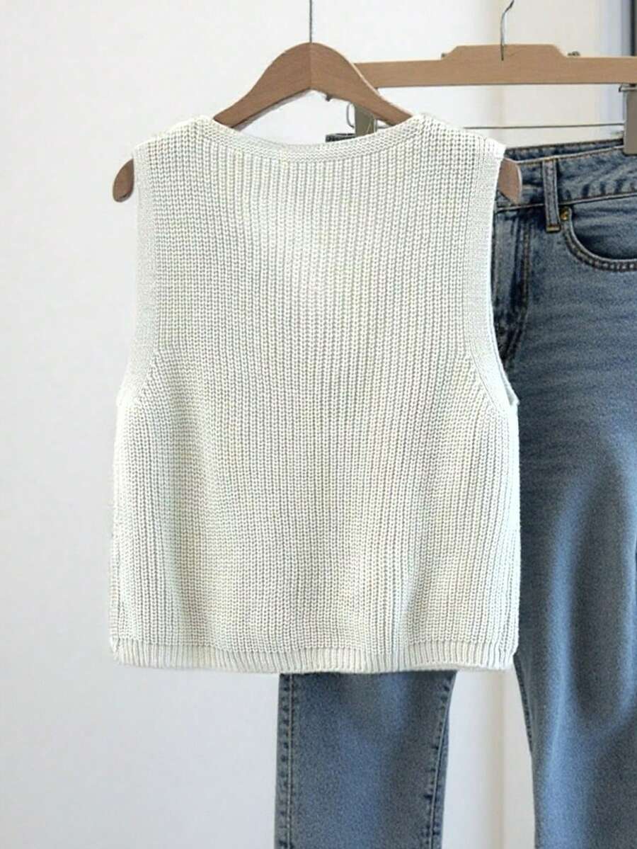 Penelope | Button Front Knit Vest