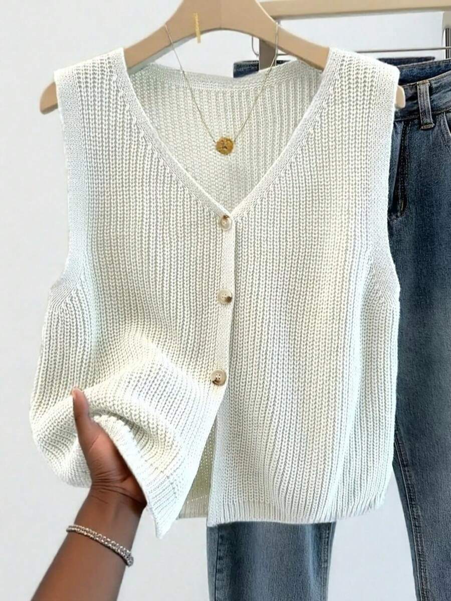 Penelope | Button Front Knit Vest