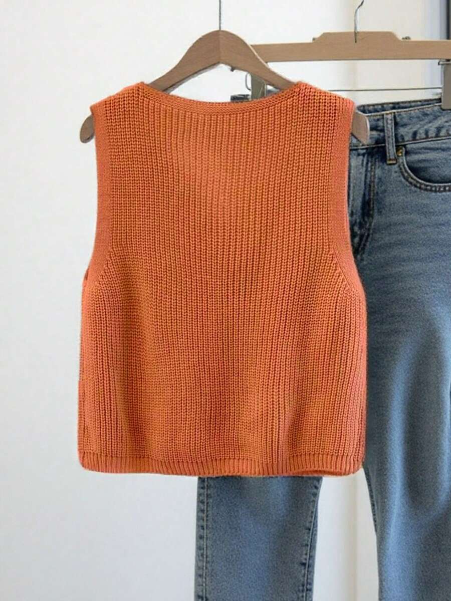 Penelope | Button Front Knit Vest