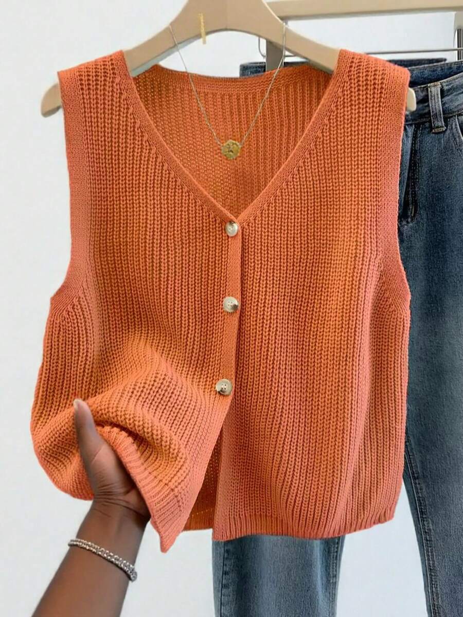 Penelope | Button Front Knit Vest