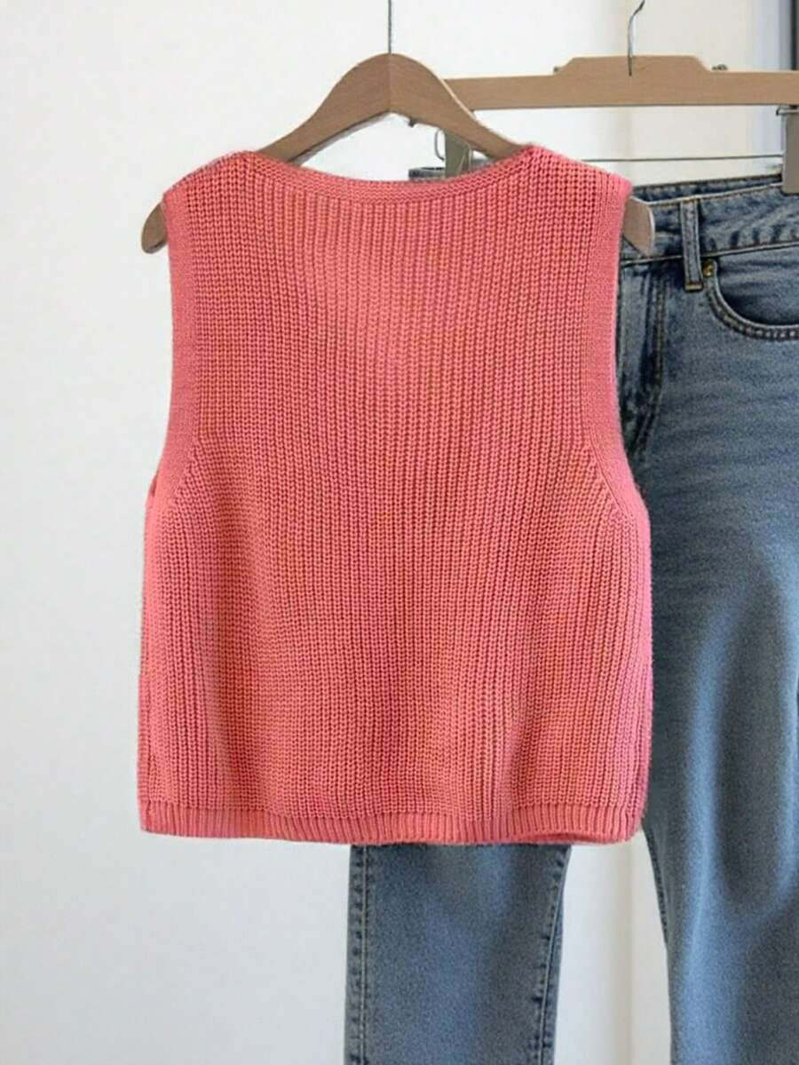 Penelope | Button Front Knit Vest