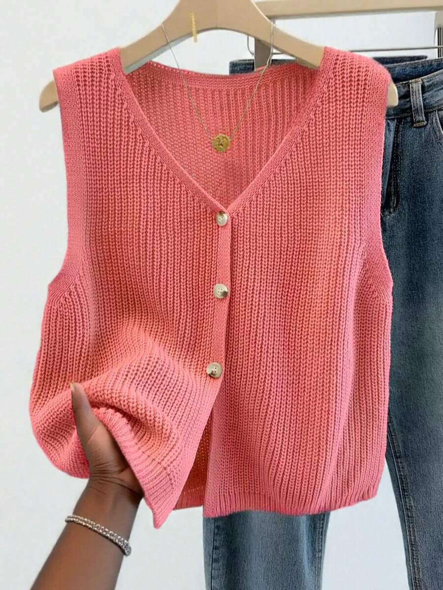 Penelope | Button Front Knit Vest