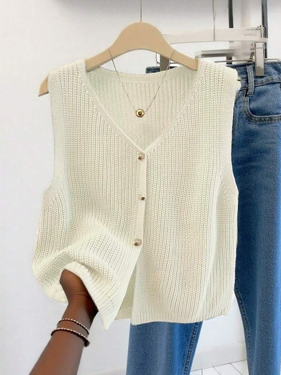 Penelope | Button Front Knit Vest