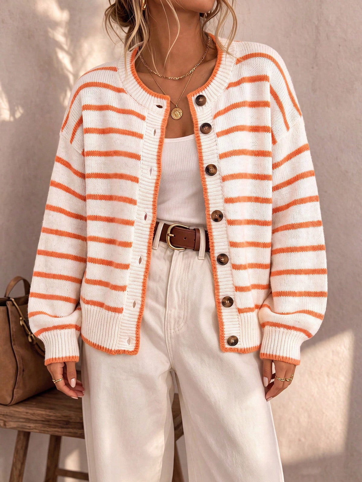 Phoebe | Striped Button Cardigan