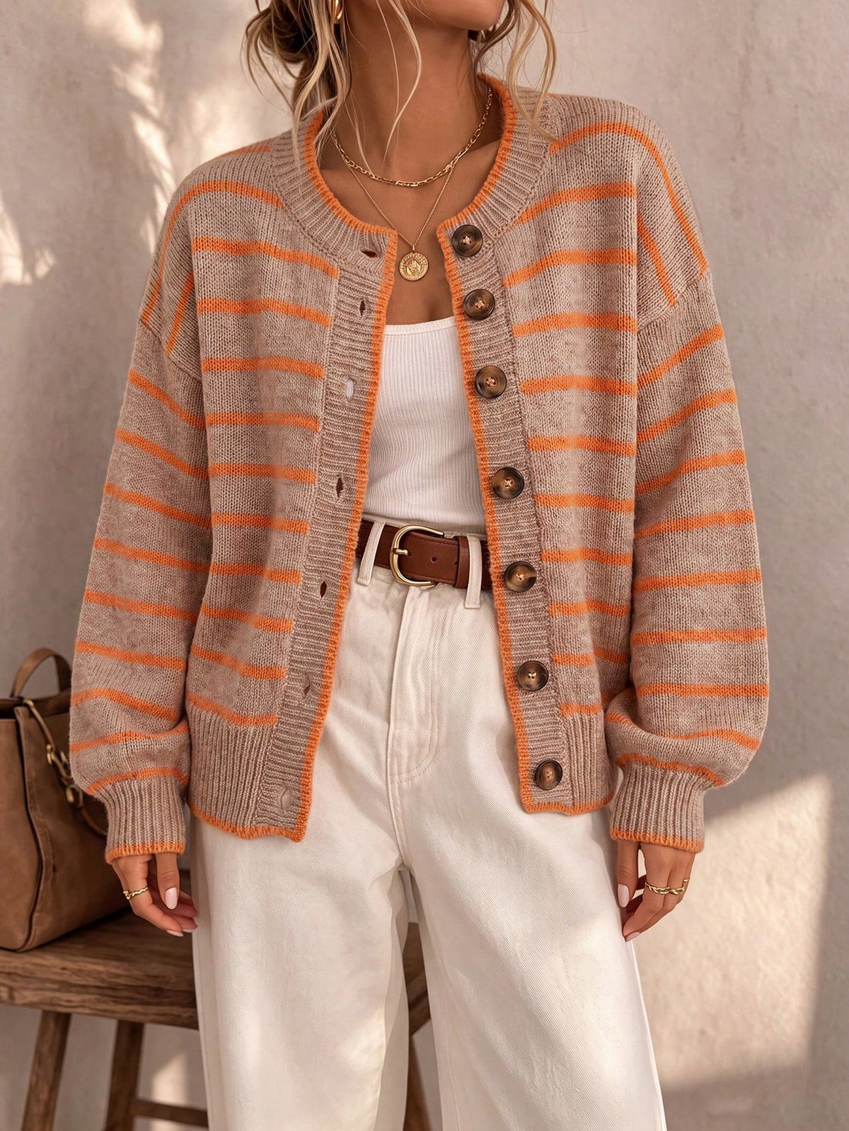 Phoebe | Striped Button Cardigan