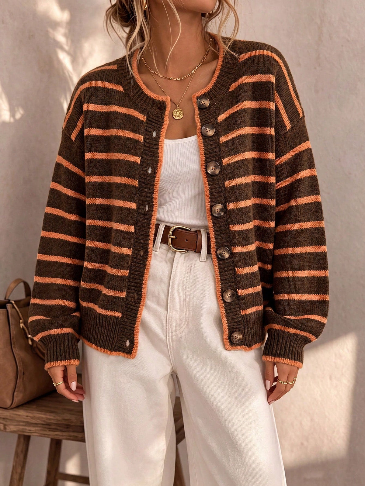 Phoebe | Striped Button Cardigan
