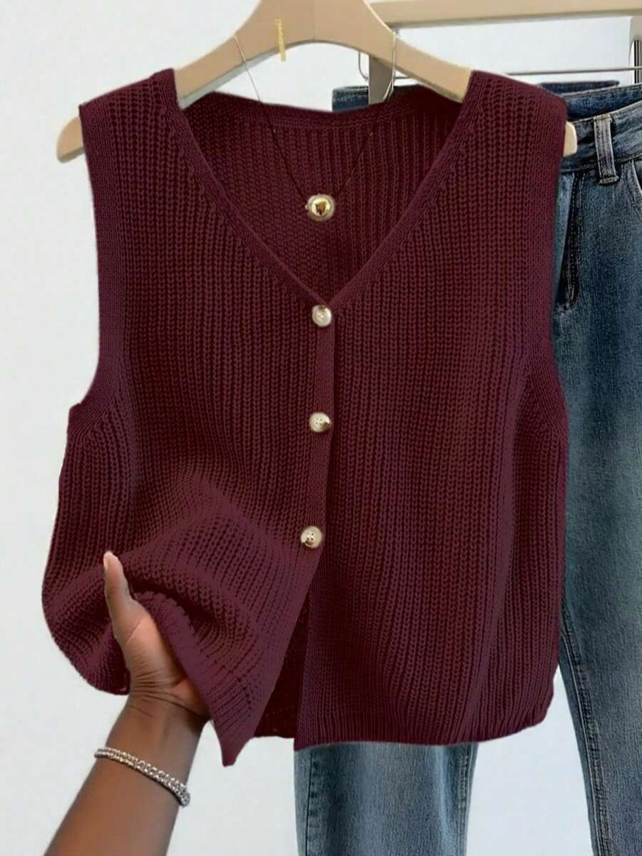 Penelope | Button Front Knit Vest