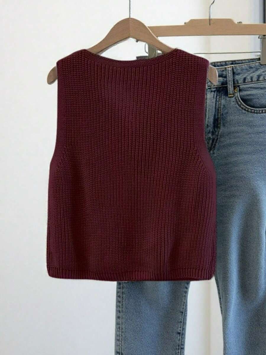 Penelope | Button Front Knit Vest
