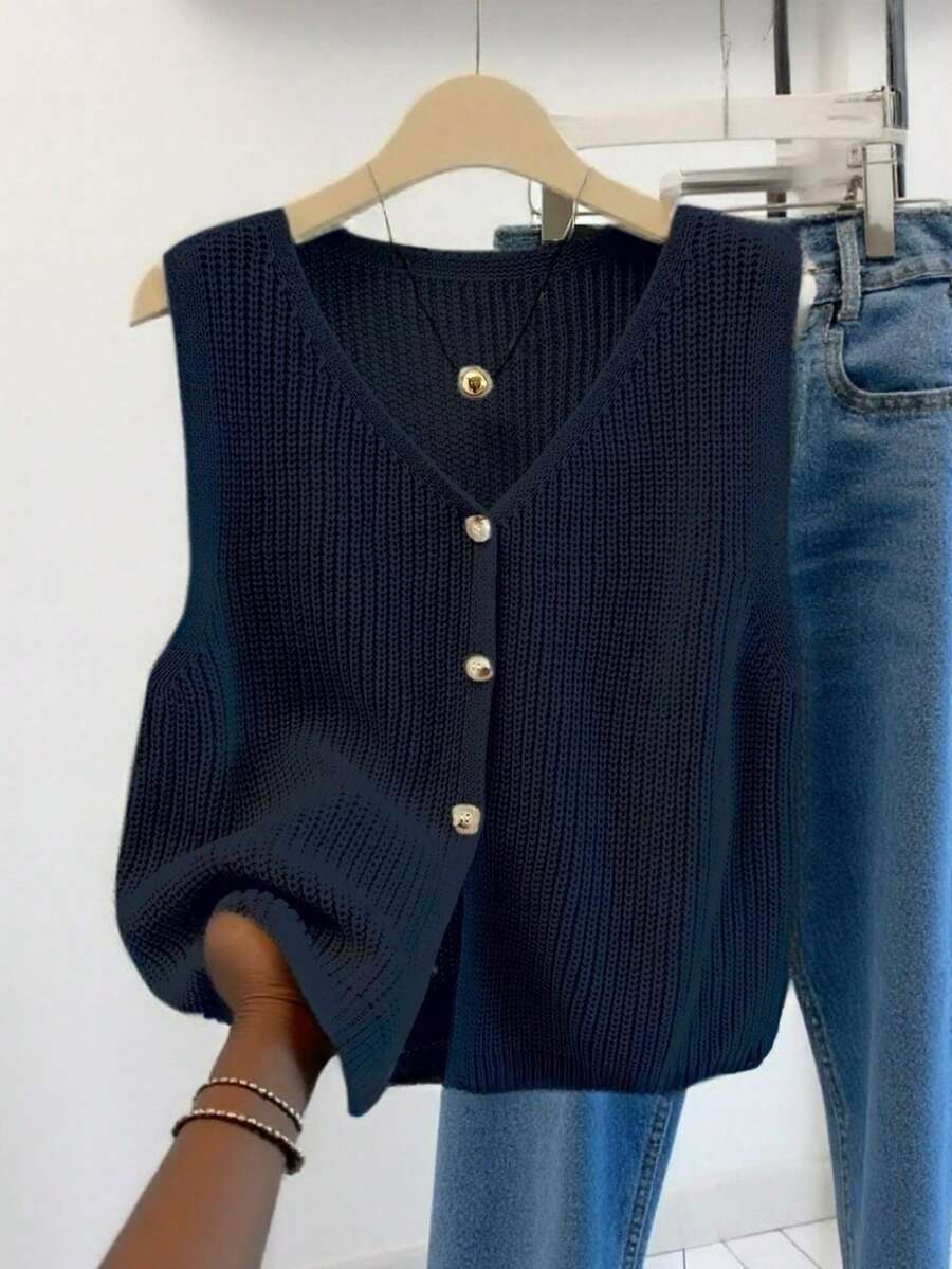 Penelope | Button Front Knit Vest
