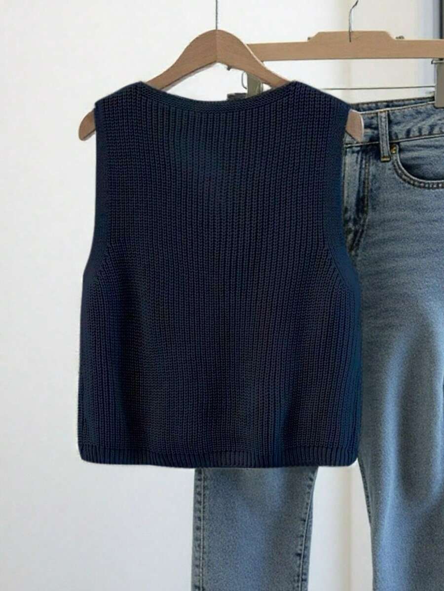 Penelope | Button Front Knit Vest