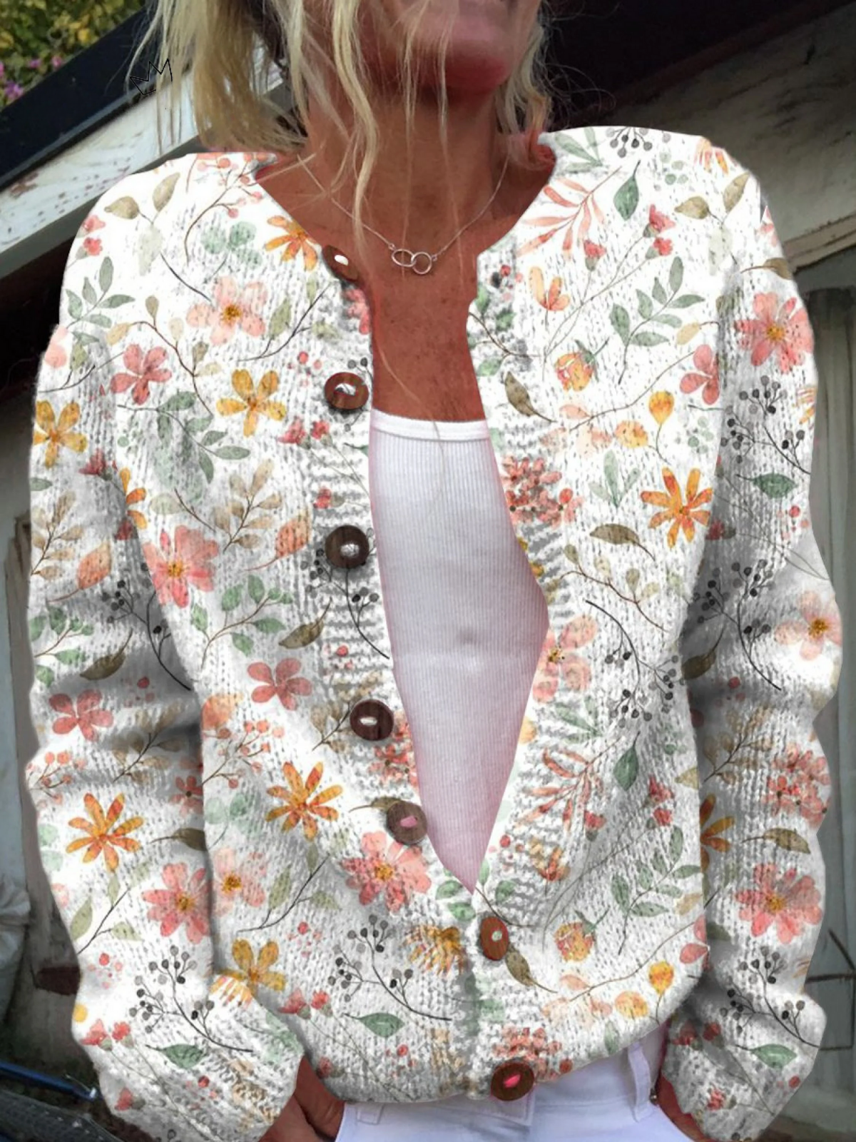 Greta - elegant floral knit cardigan