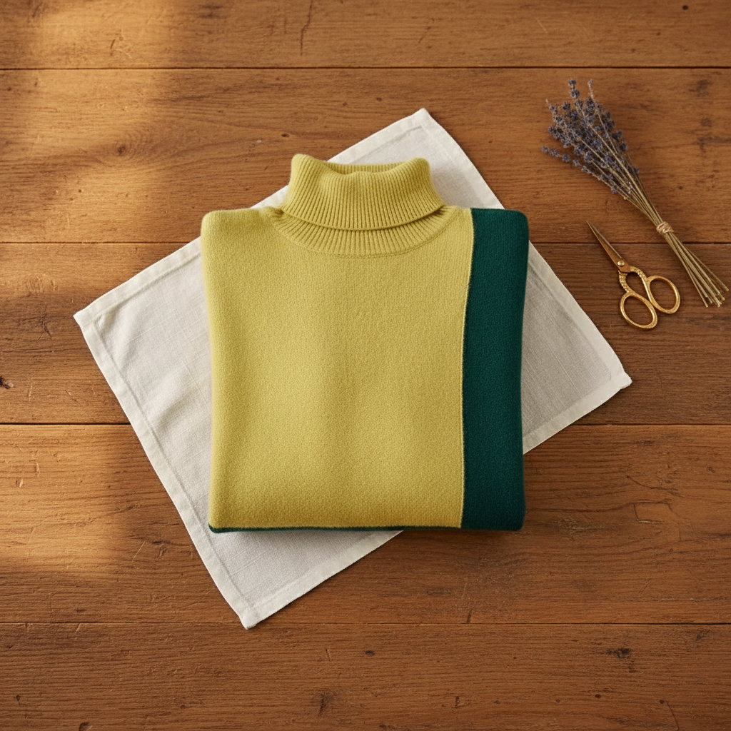 Paula – Turtleneck in Citrus and Emerald Green