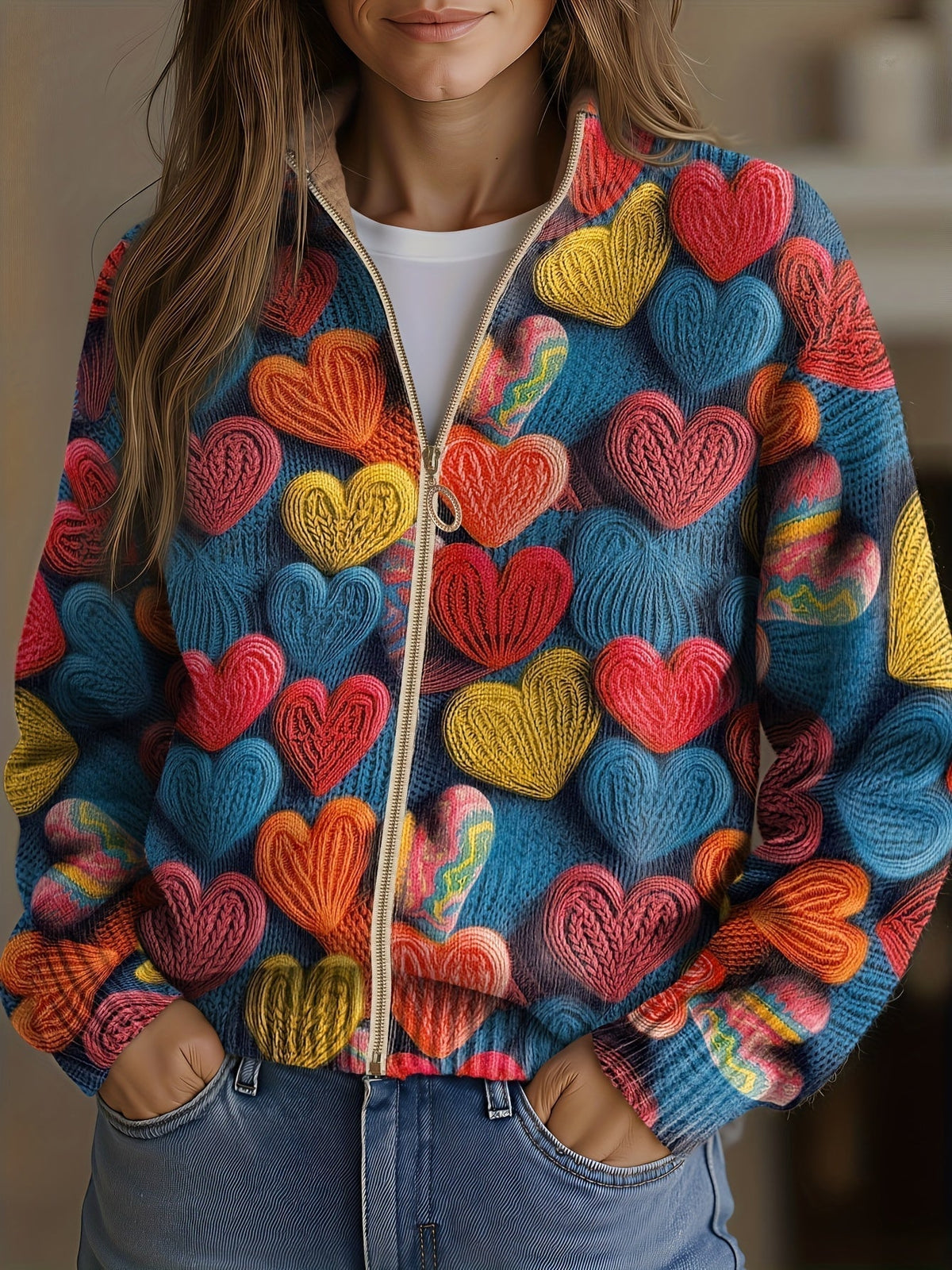 Valentine | Multicolor Hearts Textured Pattern