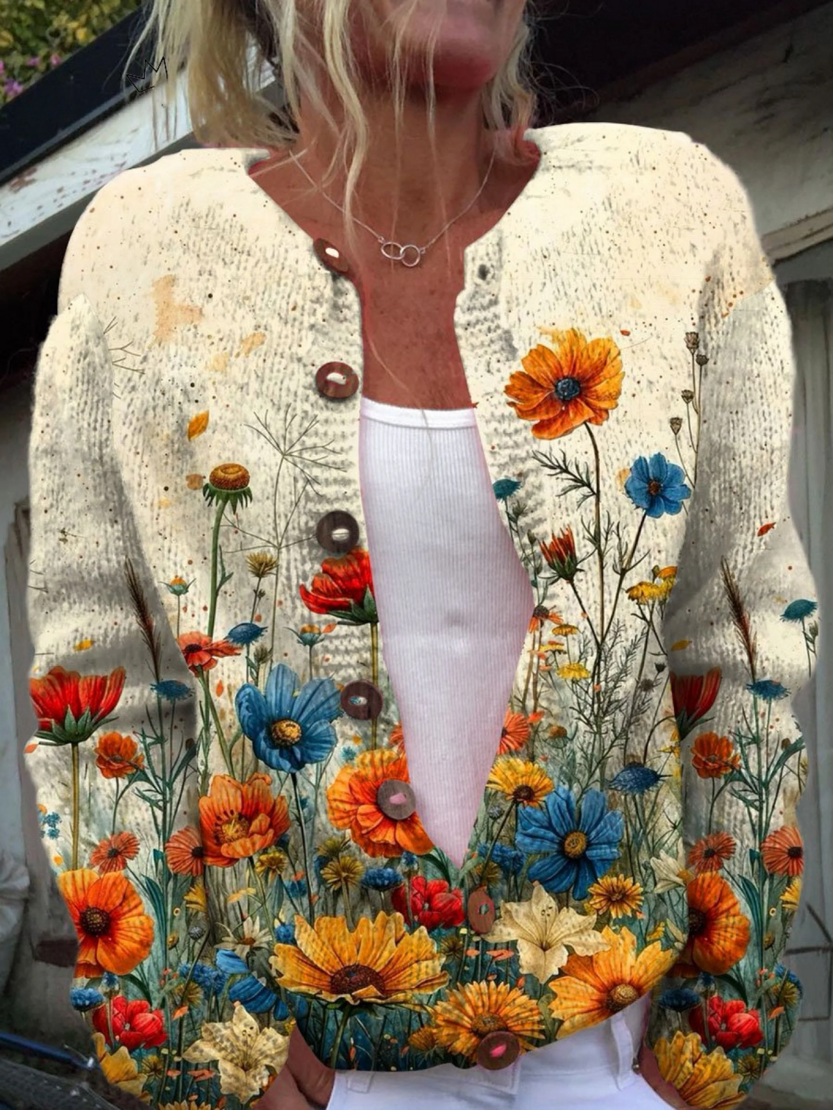 Tansy - elegant vintage floral cardigan
