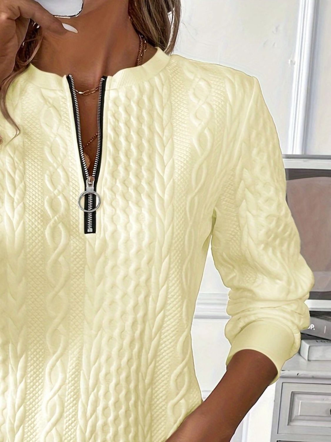 Pippa | Textured Half-Zip Jumper