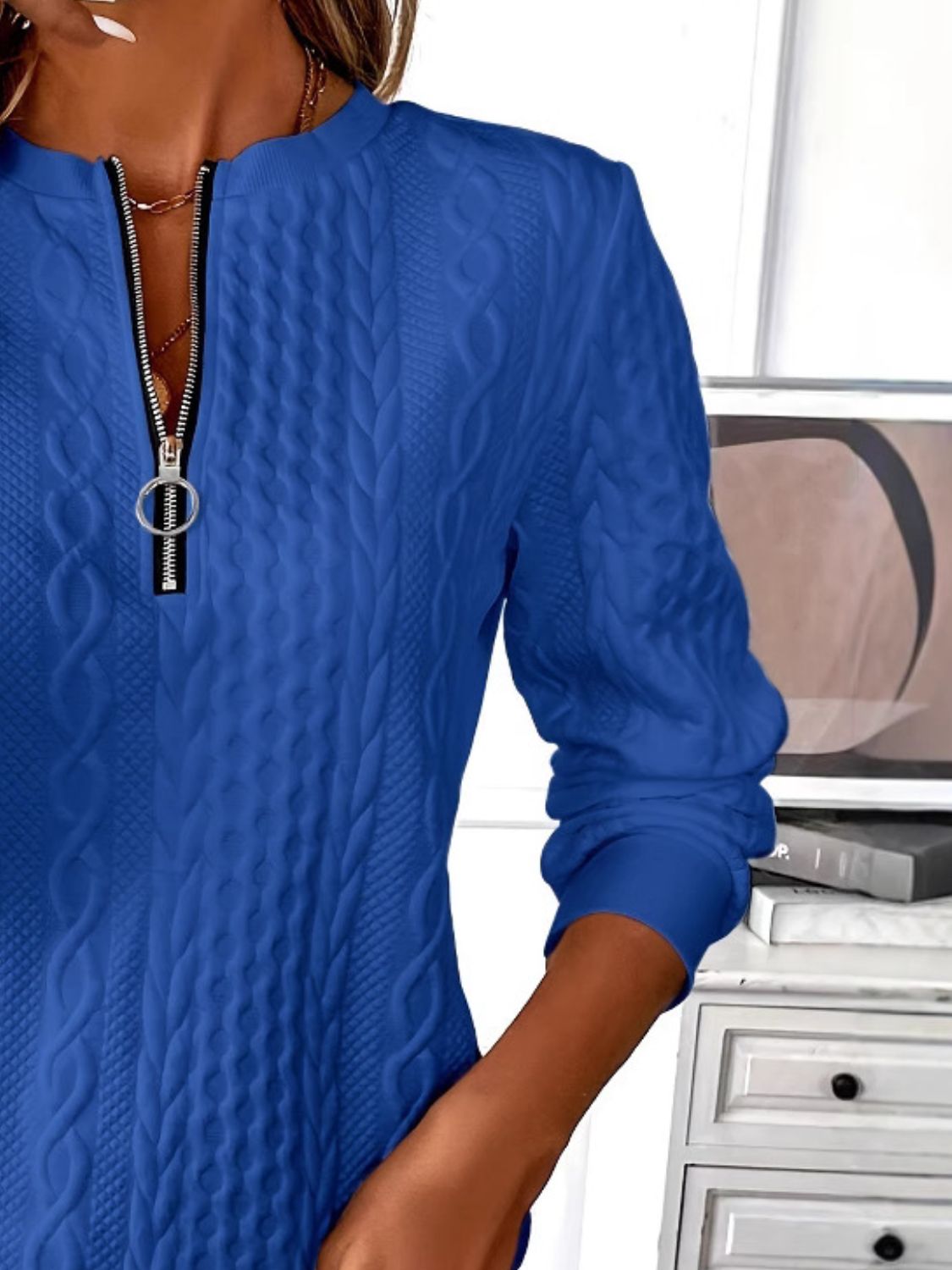 Pippa | Textured Half-Zip Jumper