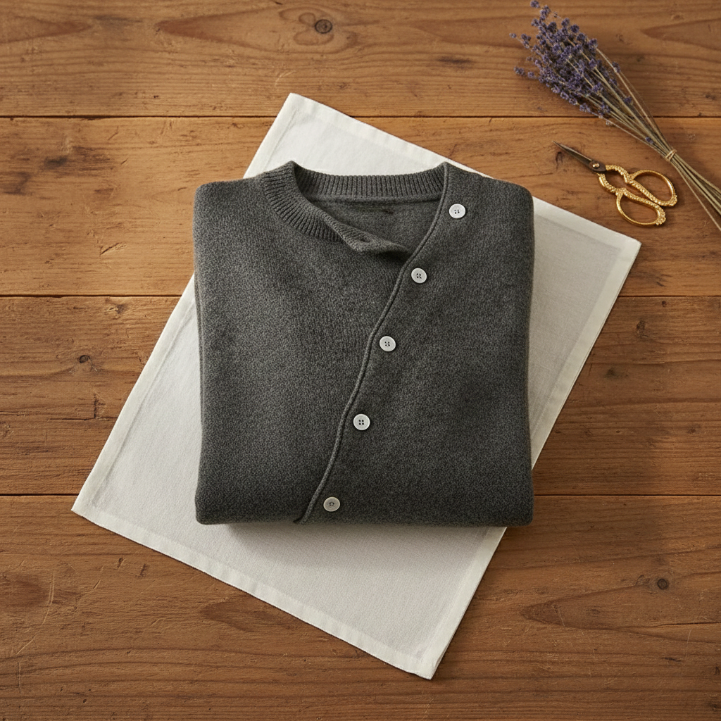 Edith – Cardigan with Diagonal Button Closure