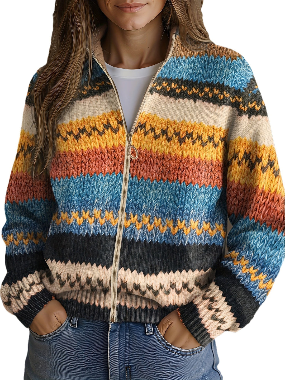 Yseult | Multicolor Zigzag Striped Cardigan
