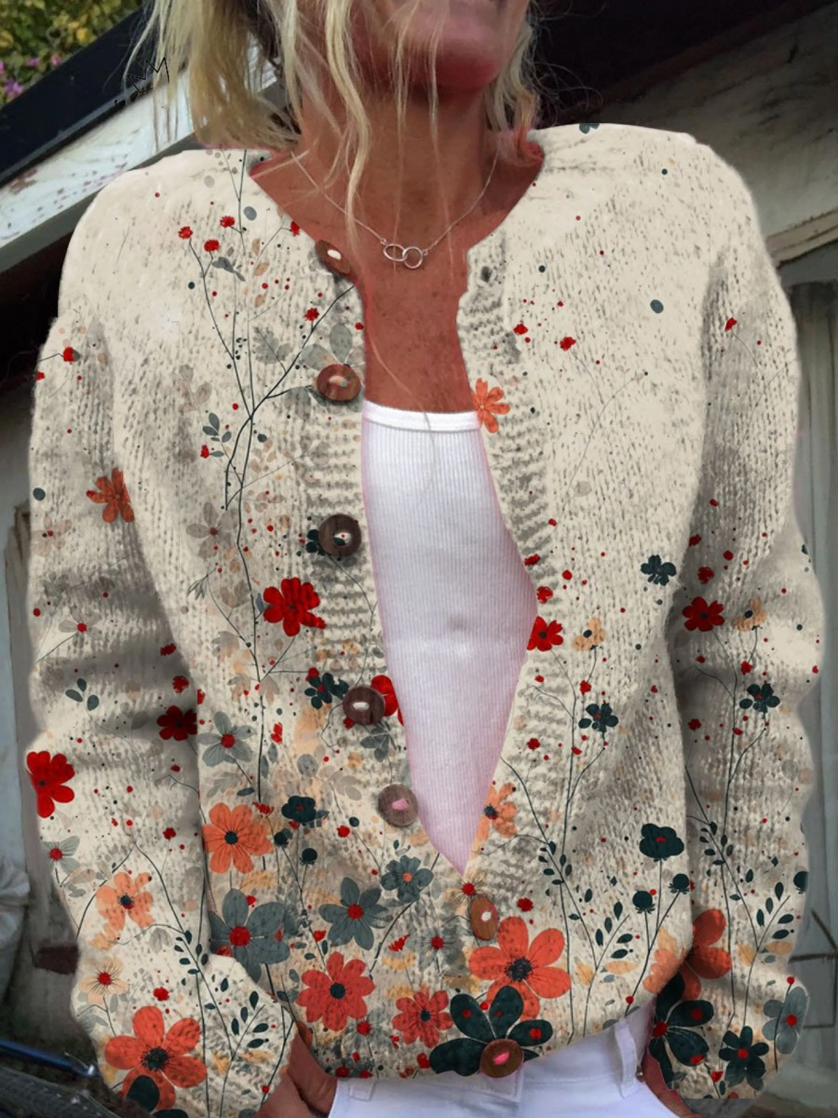 Sabrina - vintage floral knit cardigan