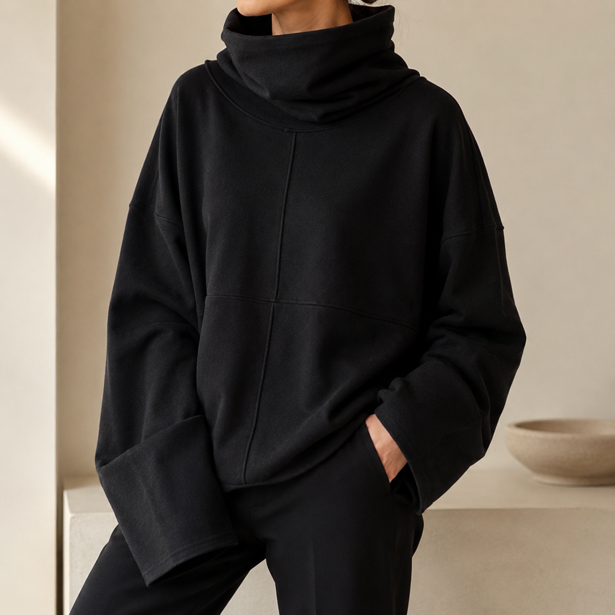 Cecily | Draped Cowl-Neck Jumper