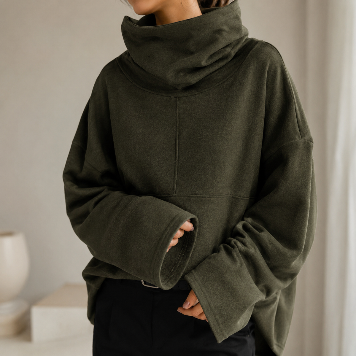 Cecily | Draped Cowl-Neck Jumper