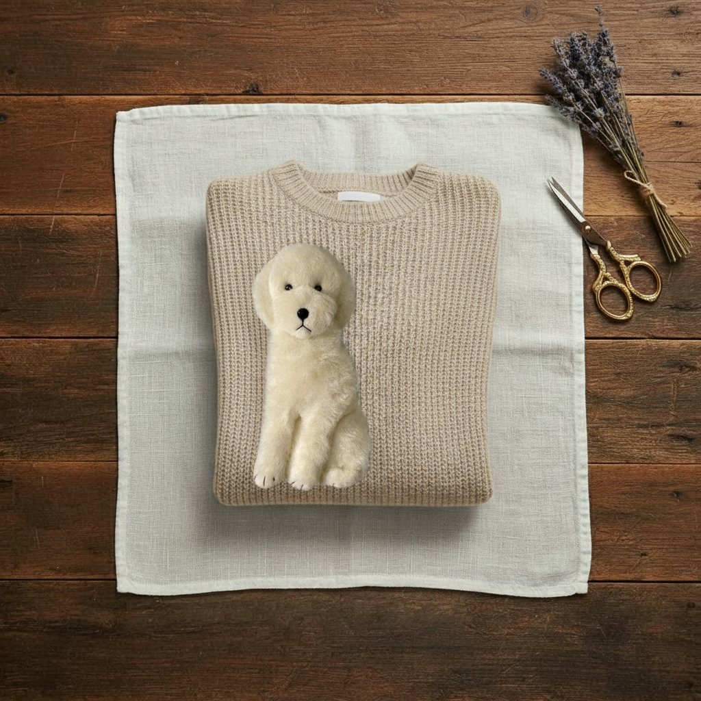 Ella – Cream Jumper with White Poodle