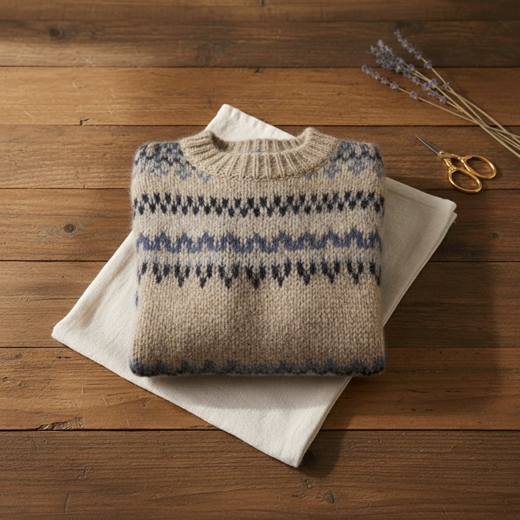 Daisy – Jumper with Brown Fair Isle Yoke