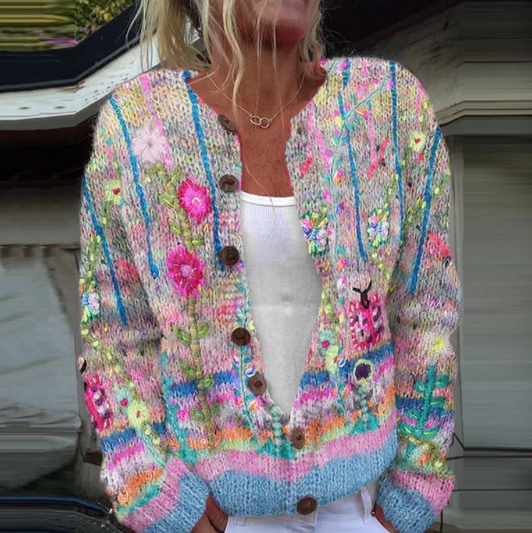 Sanne - Elegant cardigan with floral print