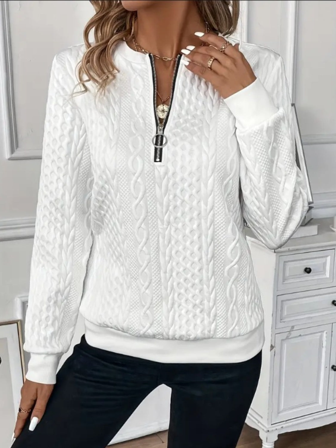 Pippa | Textured Half-Zip Jumper