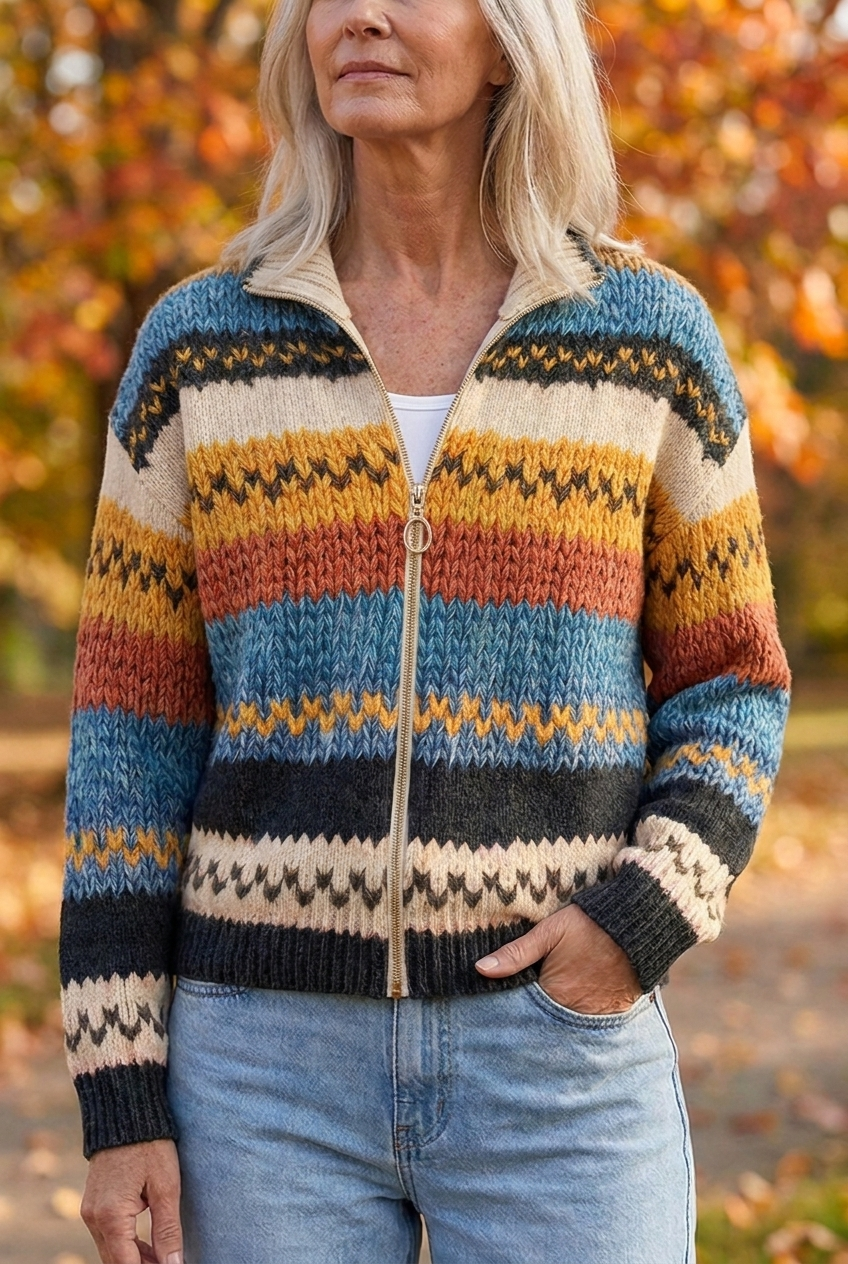 Yseult | Multicolor Zigzag Striped Cardigan