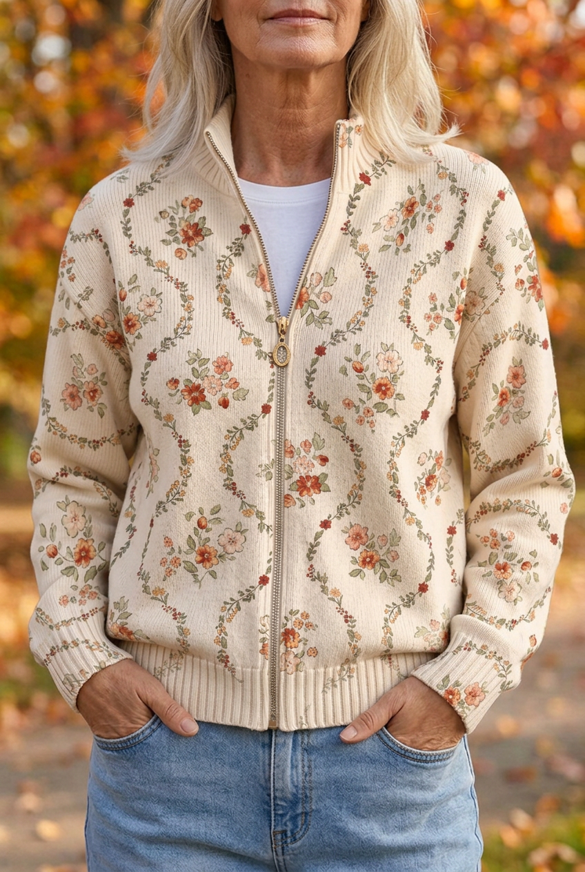 Persephone | Delicate Floral Vine Cream Print