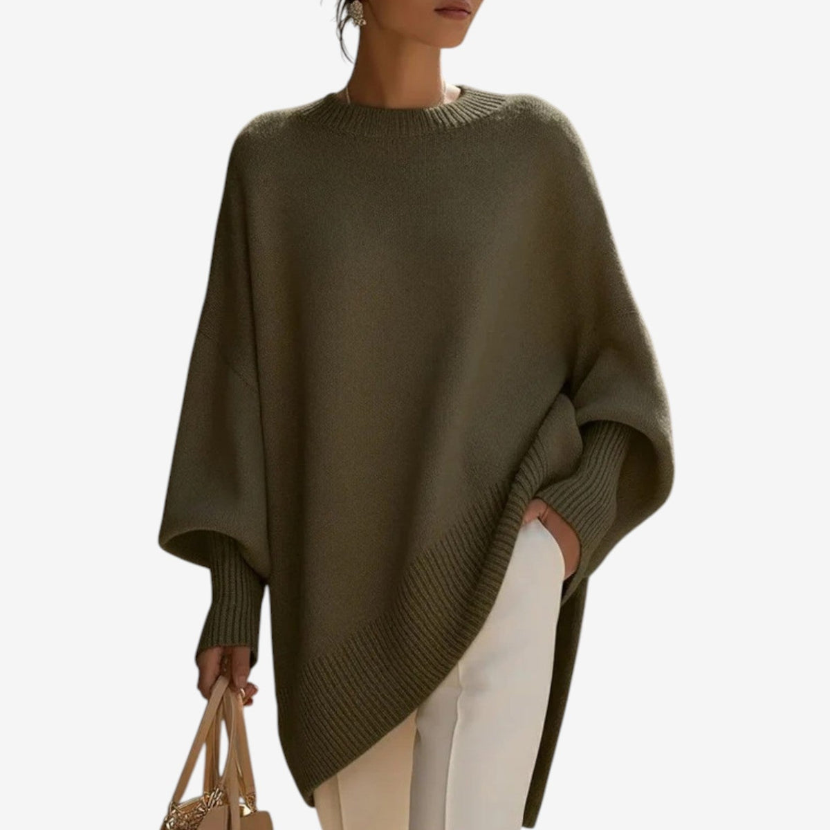 Agnes Draped Asymmetric Poncho
