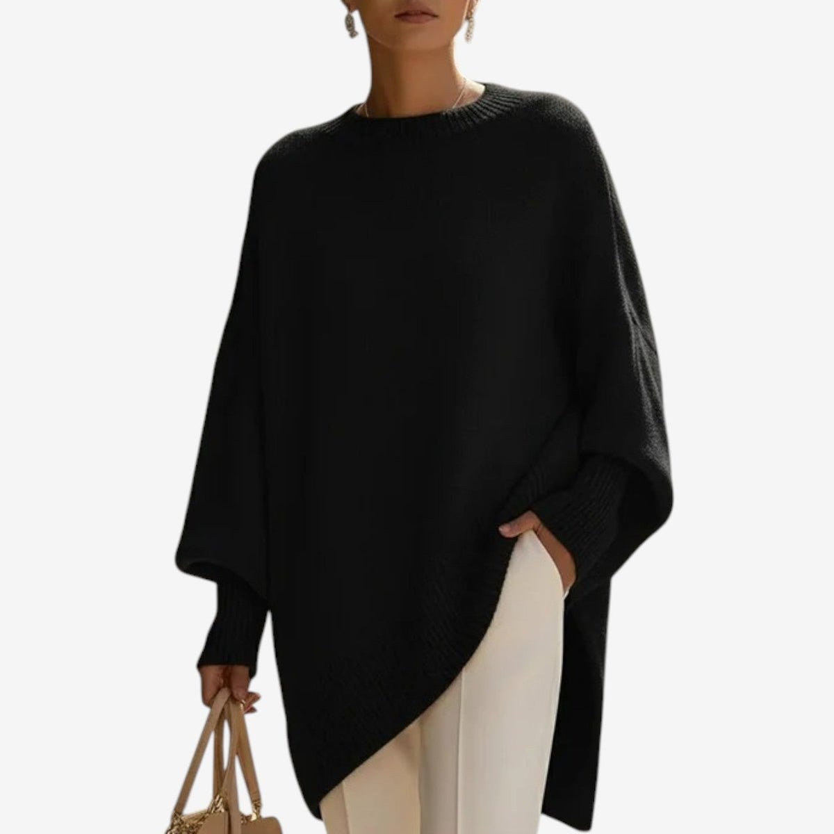 Agnes Draped Asymmetric Poncho
