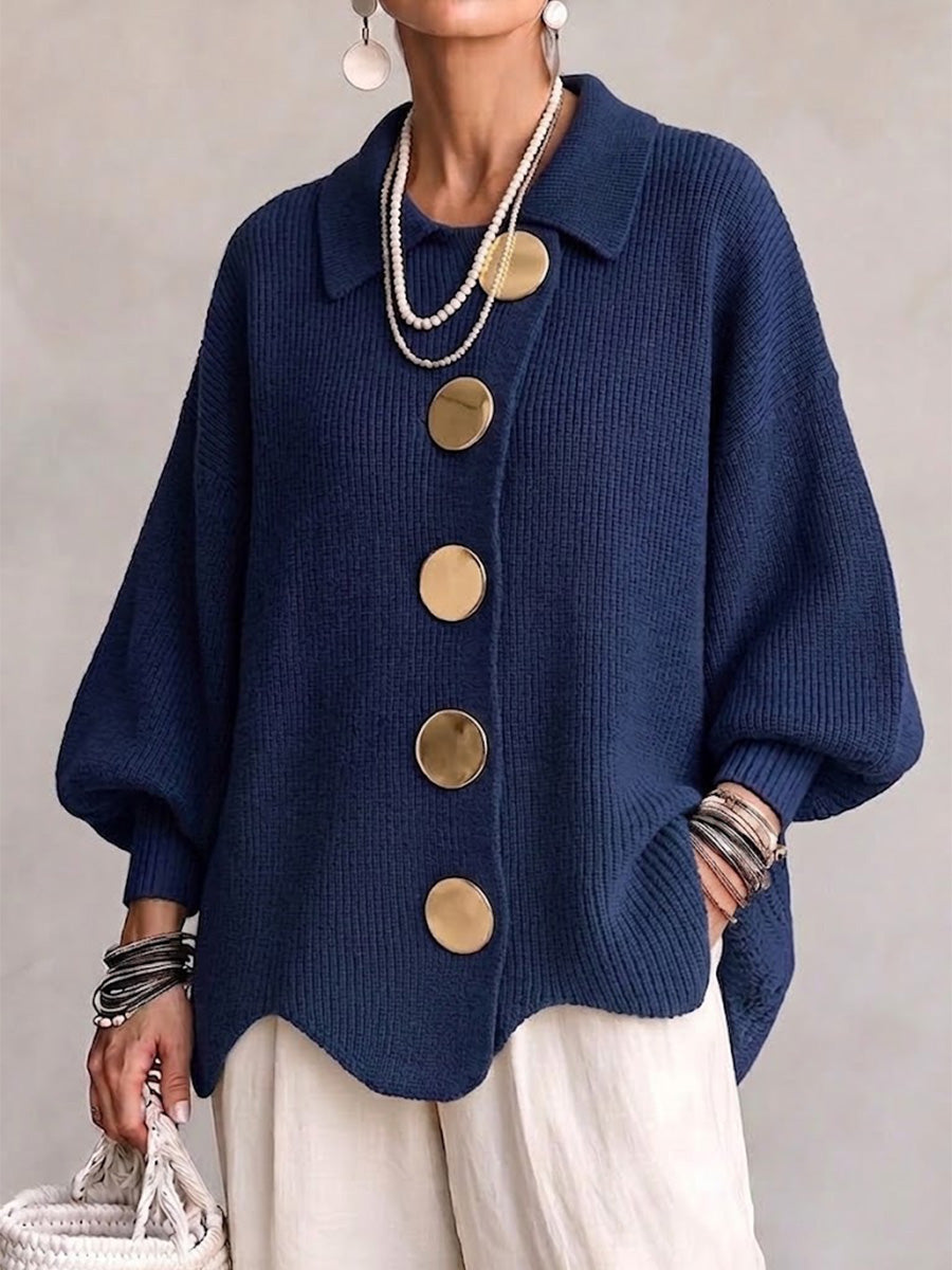 Rosamund | Statement-Button Collared Cardigan