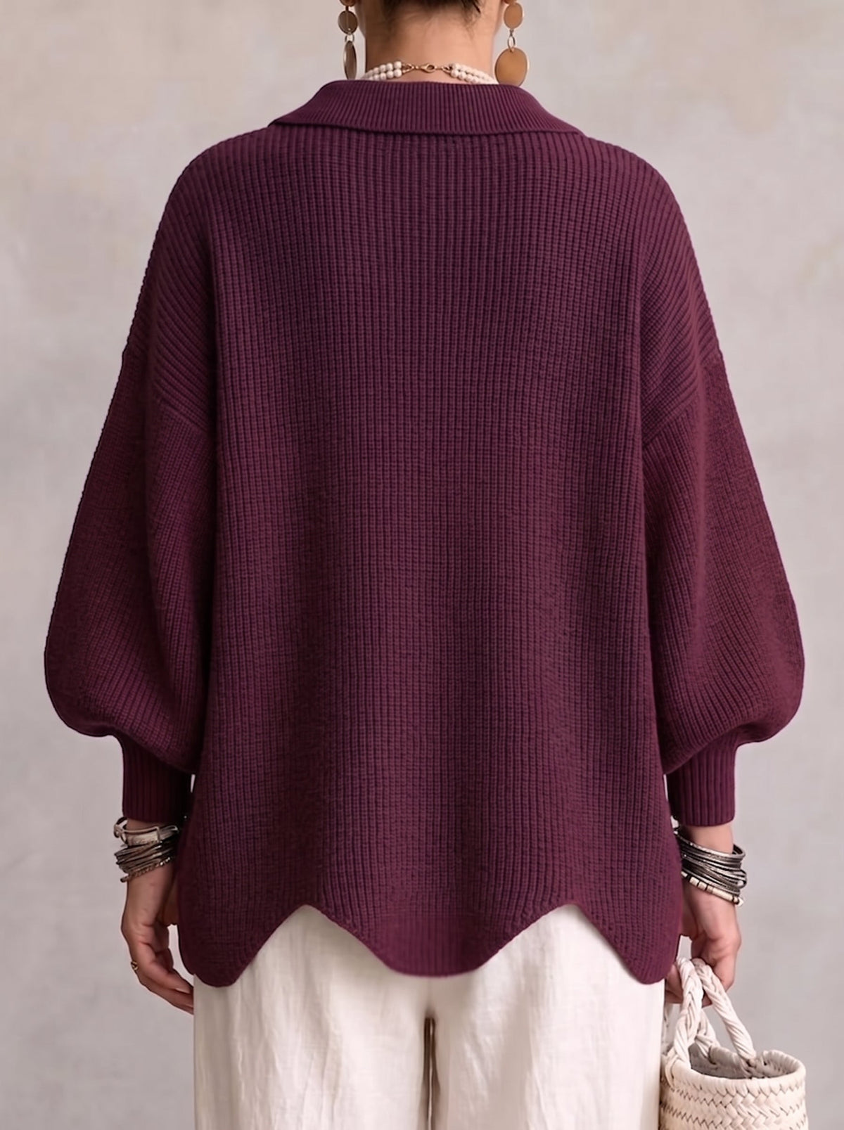 Rosamund | Statement-Button Collared Cardigan