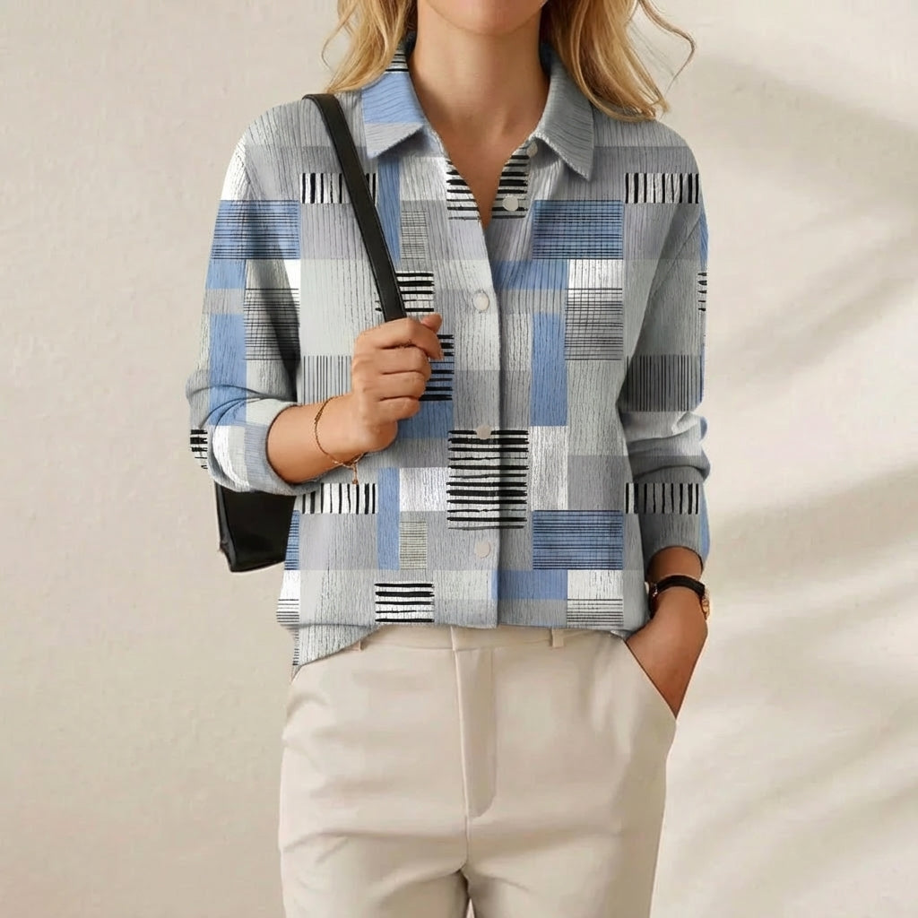 Alexandra – Abstract Print Collared Shirt