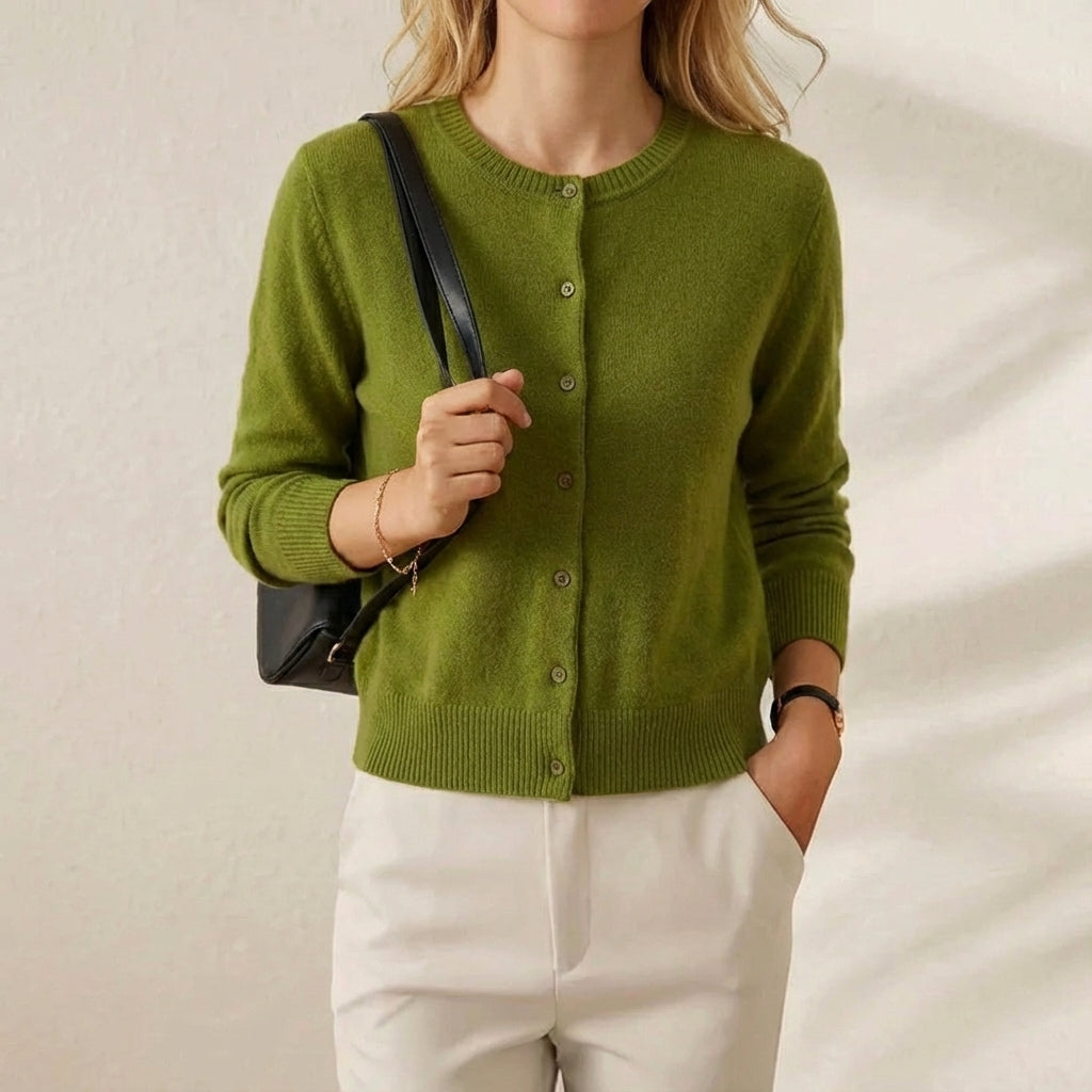 Elaine – Women's Classic Round Neck Knit Cardigan
