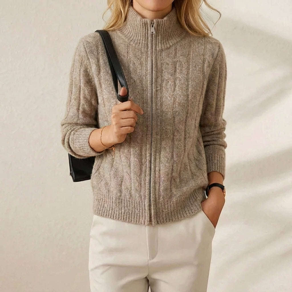 Annette – Embroidered Cable Knit Button Cardigan